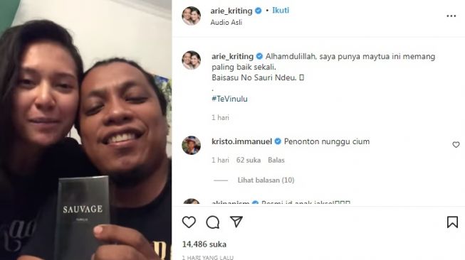 Unggahan Arie Kriting bersama Indah Permatasari [Instagram/@arie_kriting]