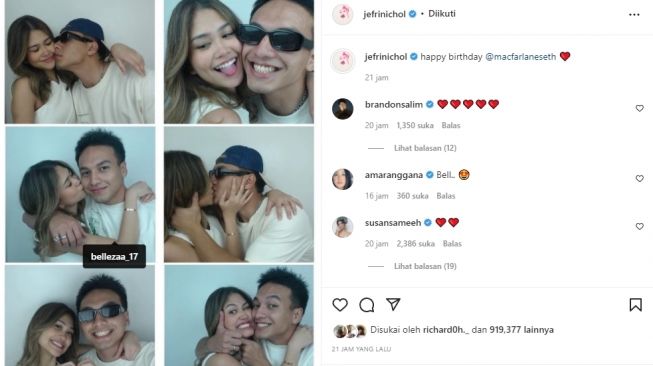 Potret Artis Rayakan Valentine (Instagram/@jefrinichol)