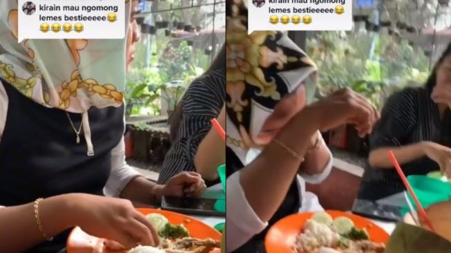 Asik Makan Sambil Ketawa, Wanita ini Syok Ada Sesuatu yang Menyembul Keluar: Untung Sama 'Bestie'