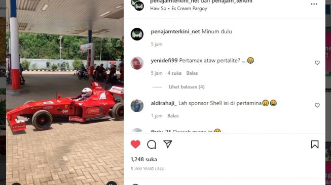 Viral, "Mobil F1" Isi Bahan Bakar di SPBU, Warganet Bertanya: Pertamax atau Pertalite?