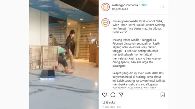 Viral Cewek Cantik Pegawai Hotel di Malang Ini Beri Kado Sandal Buat Bapak-bapak Ojol Saat Valentine Day