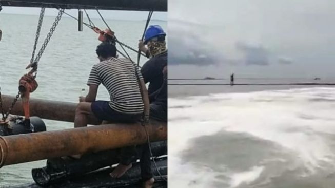 Pipa Transportasi CPO PT EUP di Laut Pelabuhan Internasional Kijing Bocor Lagi, Videonya Viral di Media Sosial