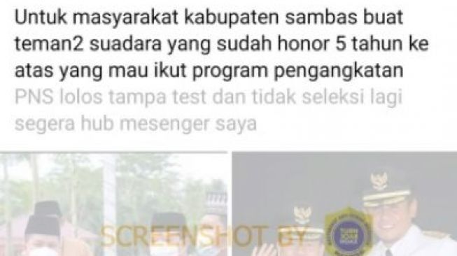 CEK FAKTA: Geger Bupati Sambas Tawarkan Lolos CPNS Tanpa Tes Lewat Facebook, Benarkah?