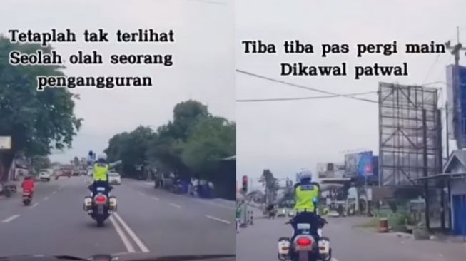 Pengendara Mobil Pamer Lagi Main Diiringi Patwal, Cara Polisi Naik Sepeda Motor Jadi Sorotan