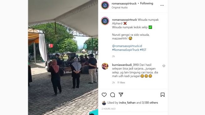 Hadiri wisuda, mahasiswa ini menggunakan kendaraan bernama ledok selip (Instagram)