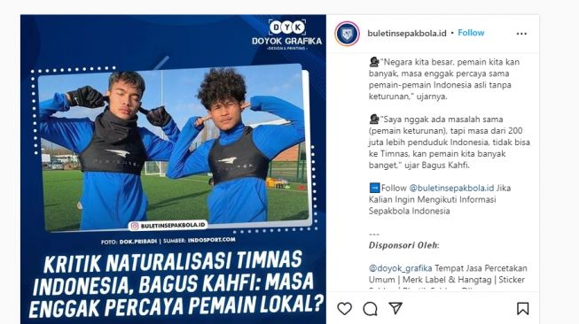 Pesepakbola Brylian Aldama dan Bagus Kahfi Diserang Netizen Gara-gara Komentar Naturalisasi