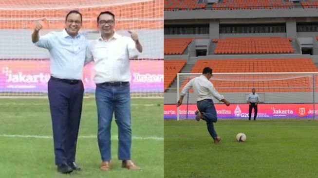 Anies Baswedan dan Ridwan Kamil main bola bareng. (IG @aniesbaswedan & IG @ridwankamil)