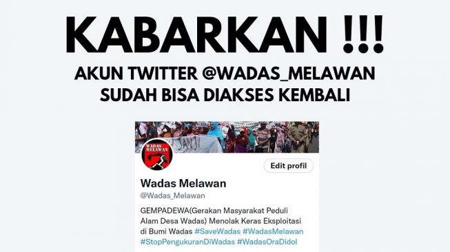 Sempat Ditangguhkan, Akun Twitter Aktivis Desa Wadas Sudah Bisa Diakses Kembali