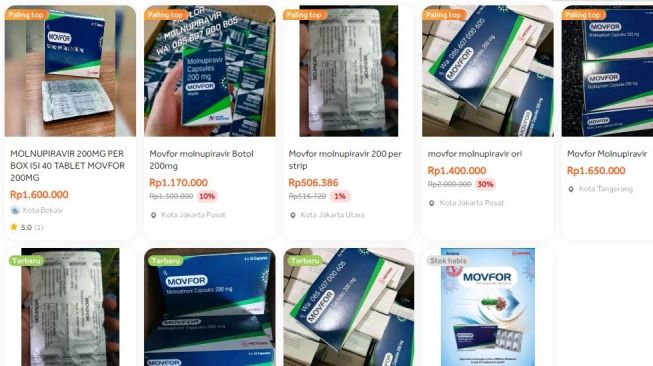 Harga obat terapi COVID-19 Mofvor (BliBli)