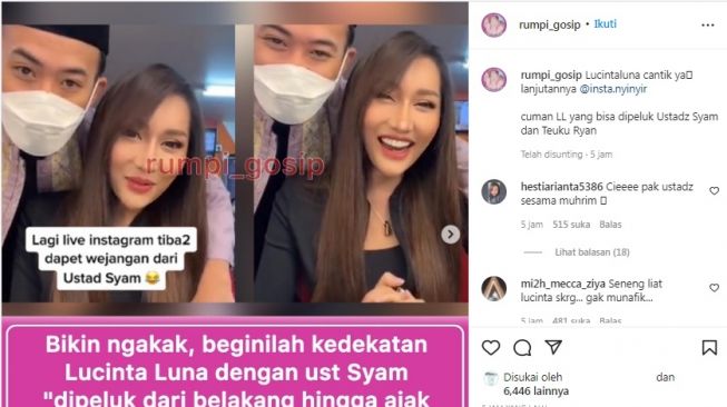 Unggahan soal Lucinta Luna [Instagram/@rumpi_gosip]