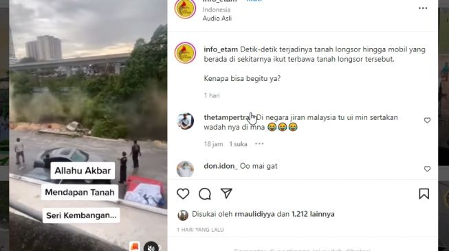 Diduga Abrasi, Tanah Longsor Terjadi dan Lenyapkan Beberapa Mobil, Warganet Sebut Kejadian di Malaysia