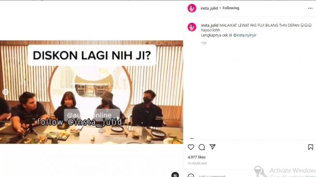 Fuji ingin menikah tahun depan (instagram.com)