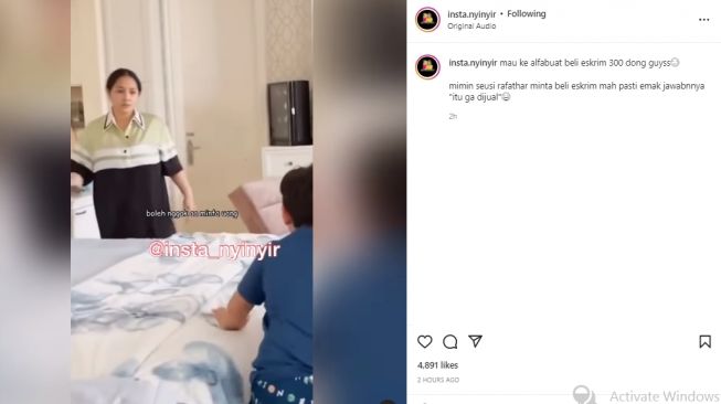 Rafathar minta uang ke Nagita untuk beli kinder joy (instagram.com)