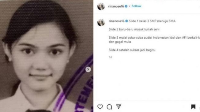 Foto lawas Rina Nose (foto: Instagram)