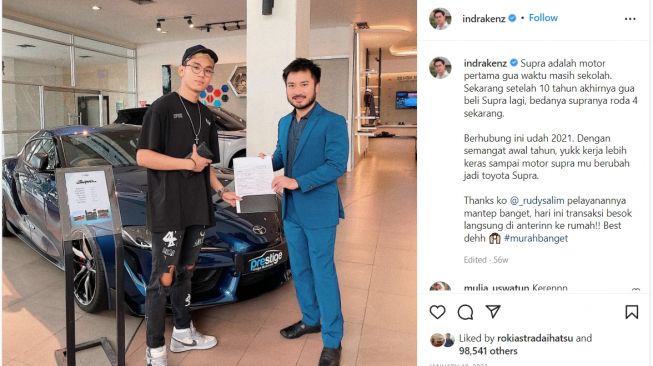 Toyota Supra GR yang dibeli Indra Kenz (Instagram)