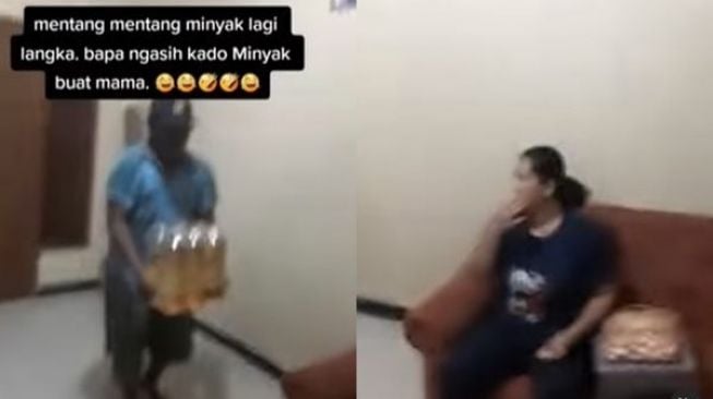 Suami Hadiahi Istri Minyak Goreng Satu Pack, Warganet Kesengsem Baper: Kado Mewah Sekarang