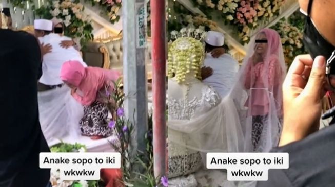 Viral Momen Sungkeman Jadi Gagal Sakral Gegara Bocah Santai Mainkan Gaun Pengantin di Pelaminan, Warganet Resah