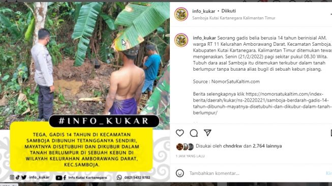 Tega! Gadis 14 Tahun Dibunuh, Jasadnya Disetubuhi, Lalu Dikubur di Tanah Berlumpur di Perkebunan Pisang Kukar