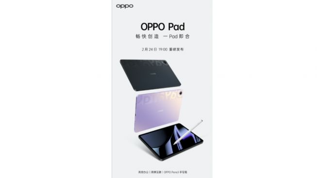 Bocoran Desain Tablet Oppo Pad Terungkap, Bawa Pena Pintar