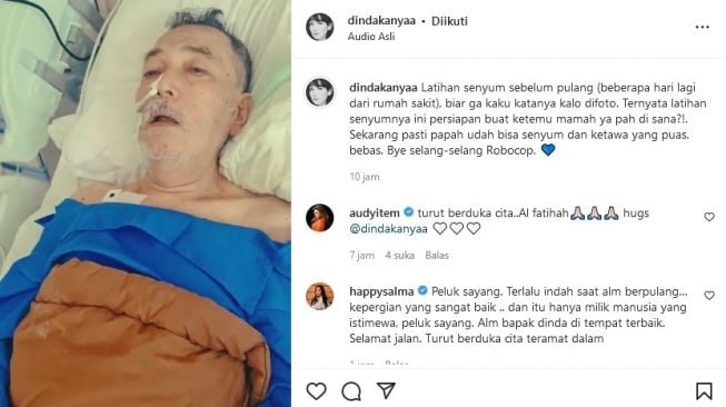 Dinda Kanya Dewi mengunggah video sang ayah sebelum meninggal. [Instagram]