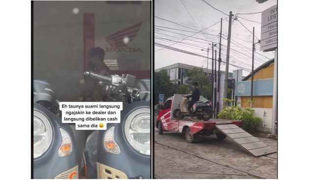 Istri minta dibelikan motor untuk ayahnya, suami langsung gercep ke dealer (TikTok/nadhariaa)