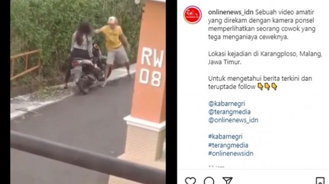 Viral cowok tega aniaya pacarnya saat bertengkar. (Instagram/@onlinenews_idn)