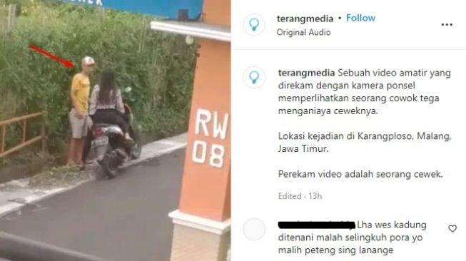 Viral Pria Aniaya Perempuan Diduga Kekasihnya di Pinggir Jalan Karangploso Malang