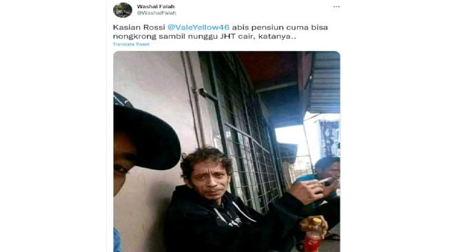 Valentino Rossi terciduk nongkrong di gedung, publik sebut sedang menunggu dana JHT cair (Twitter)