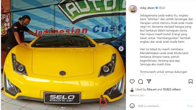 Mobil listrik Selo garapan anak bangsa yang sekarang hilang kepopulerannya (Instagram)