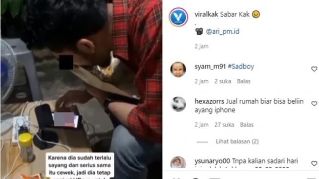 Cowok bucin sampai jual HP demi pacar malah berakhir putus. (Instagram/@viralkak)