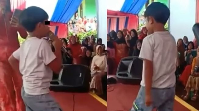 Asyik Nyanyi Dangdut di Panggung, Bocah Ini Tak Malu Joget Heboh Sampai Penonton Malu Sendiri, Warganet Miris: GWS!