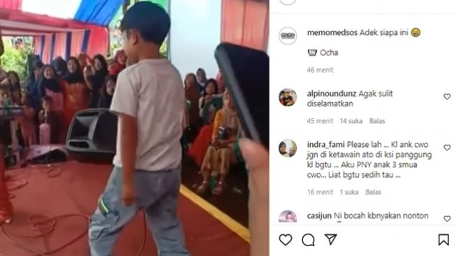 Viral bocah pede nyanyi dangdut sambil joget heboh. (Instagram/mememedsos)