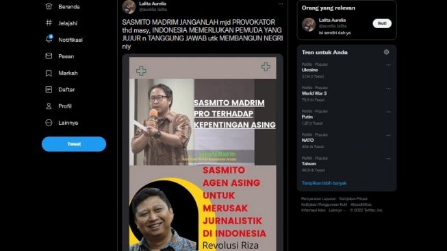 CEK FAKTA: Hoaks Ketua AJI Sasmito Madrim Dituduh Jadi Agen Asing dan Dukung Pembubaran FPI, Simak Penjelasannya