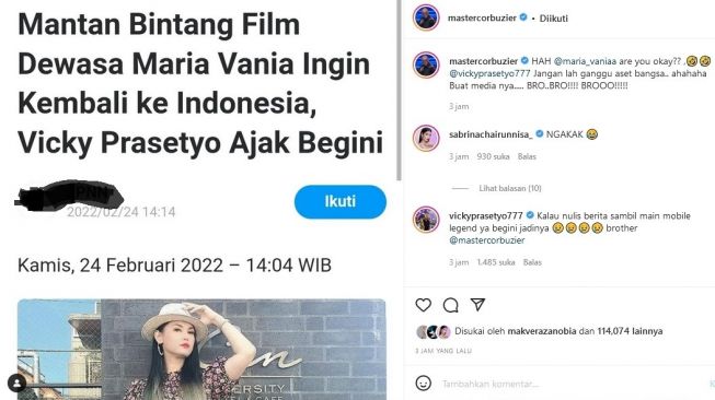 Maria Vania Disebut Bintang Film Dewasa Deddy Corbuzier Ledek Dan Singgung Vicky Prasetyo 