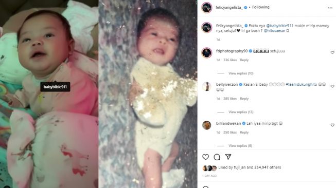 Baby Bible mirip dengan masa kecil Felicya Angelista (instagram.com)