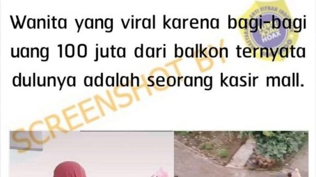 CEK FAKTA: Viral Wanita Bagikan Uang Rp 100 juta dari Balkon, Ternyata Dulu Kasir Mall, Benarkah?