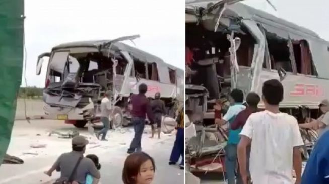 Bus Tabrak Truk Tronton di Tol Lampung Ruas Bakter, 1 Tewas dan 7 Orang Luka-luka