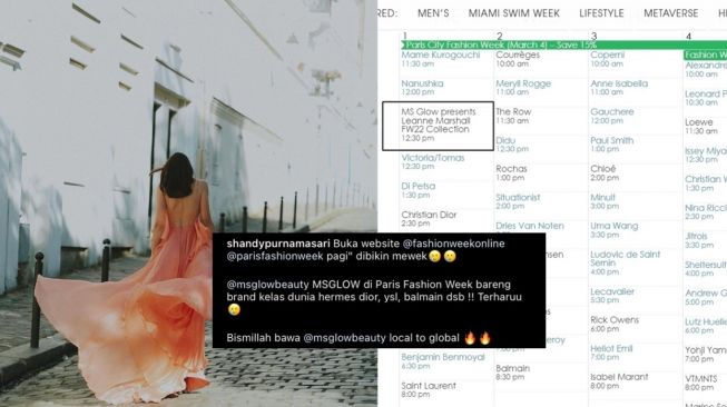 Jadwal MS Glow di Paris Fashion Week, yang akan sepanggung dengan brand fashion kelas dunia. [Instagram]