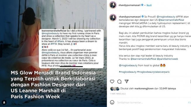 MS Glow akan tampil di Paris Fashion Week 2022. [Instagram]