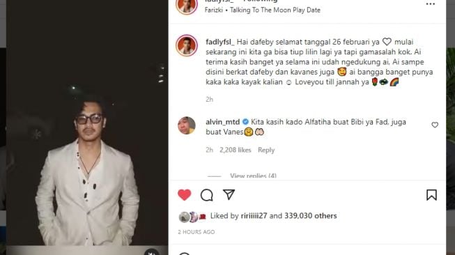 Haru, Fadly Faisal Beri Ucapan Selamat Ulang Tahun untuk Bibi Andriansyah: Mulai Sekarang Ini Kita Gak Bisa Tiup Lilin