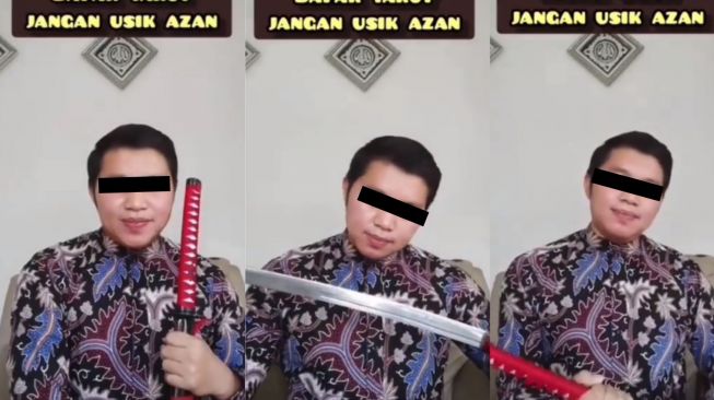 Bawa Pedang Samurai, Seorang Pria Ancam Menag Yaqut Perihal Azan: "Tolong Jangan Usik Agama Kami"