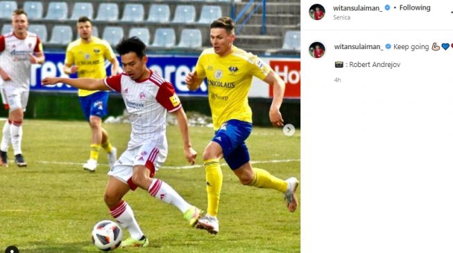 Postingan Witan Sulaeman usai bawa FK Senica menang. (Instagram/egymaulanavikri)