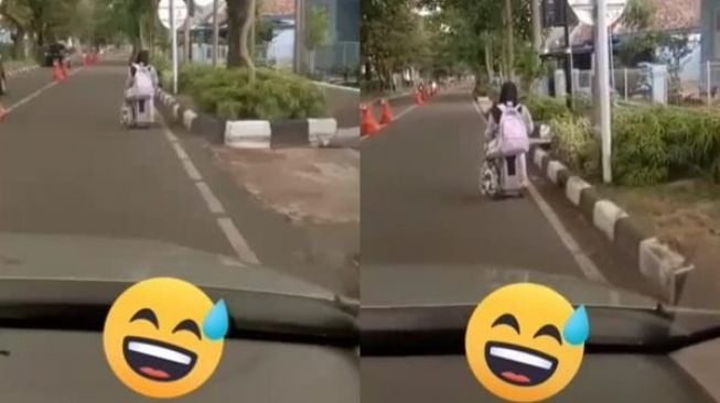 Viral Cewek Ditertawakan Kendarai Koper di Jalanan, Warganet: Tesla Nangis Lihat Ini