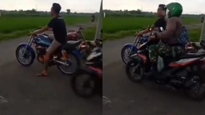 Viral Cowok Geber-geber Motor di Sawah, Auto Melempem Dijewer Anggota TNI