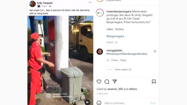 Tangkapan layar video seorang operator SPBU di Banjarnegara disebut melakukan kecurangan saat mengisikan bahan bakar minyak (BBM). [Instagram/@instabanjarnegara]