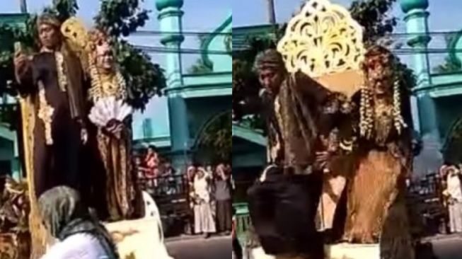 Pengantin Perempuan Jatuh Terjungkal saat Diarak, Warganet Salfok Sama Mempelai Pria: Tidak Sigap