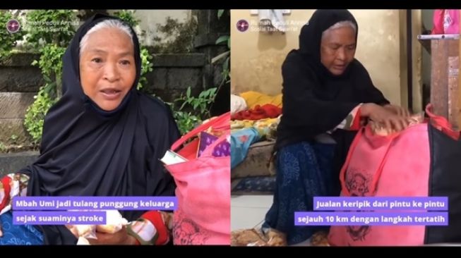 Suami Sakit Stroke, Nenek Ini Jadi Tulang Punggung Keluarga Jualan Keripik Jalan Kaki 10 Km (instagram/@sahabatsurga)