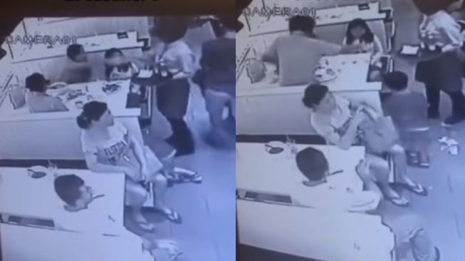 Disaksikan Anak-anak, Perempuan Murka Siram dan Lempar Piring ke Pelayan Restoran, Warganet: Si Banyak Duit