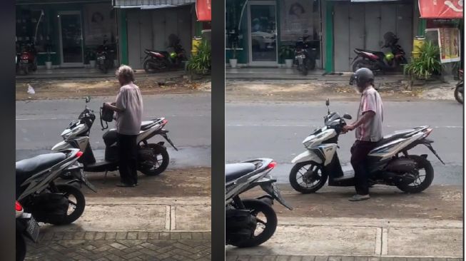 Viral kakek diduga pengamen naik Honda Vario (TikTok)