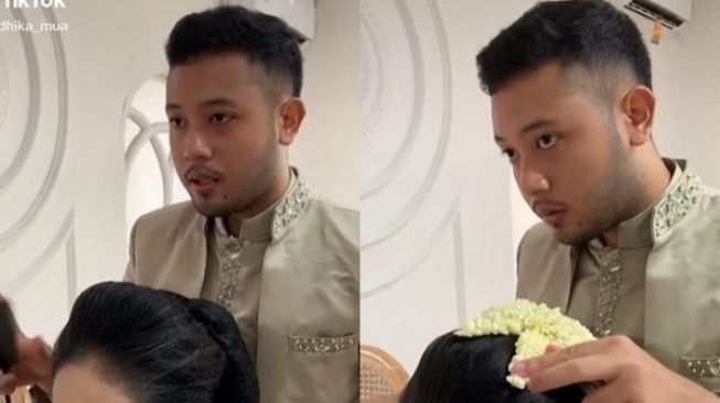 Romantis! Pengantin Pria Jadi MUA Mempelai Wanita, Warganet sampai Nahan Napas